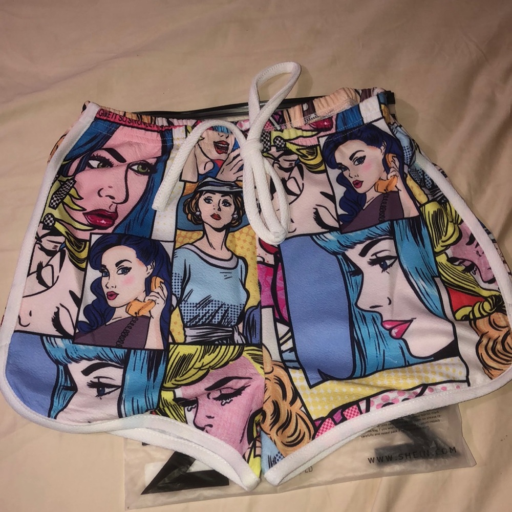 Brand new xs comic character soft summer shorts women graphic graffiti